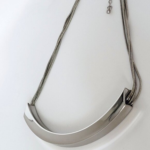 EXPRESS Silver Tone Multi Snake Chain Bar Necklace 18" - Picture 3 of 6